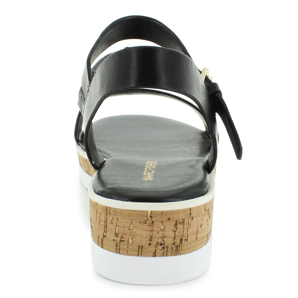 Marc Fisher Grandie Cork Platform Strappy Wedge Sandals Buckle Black 7.5 NEW - Picture 14 of 16